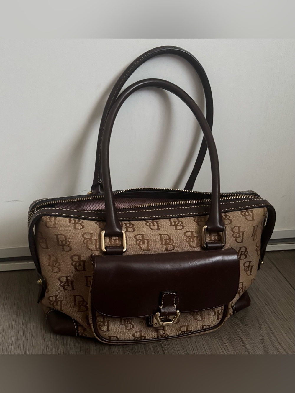Dooney &Bourke Brown Monogram Satchel Handbag